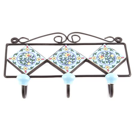 Turquoise Forest Green Leaf Tiles Hooks